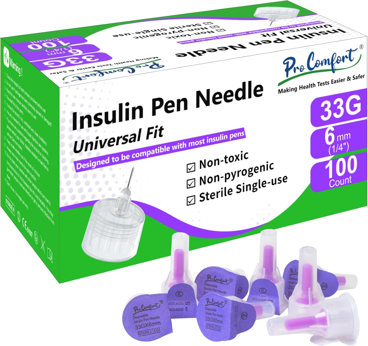 Insulin Pen Needles, Pack of 100