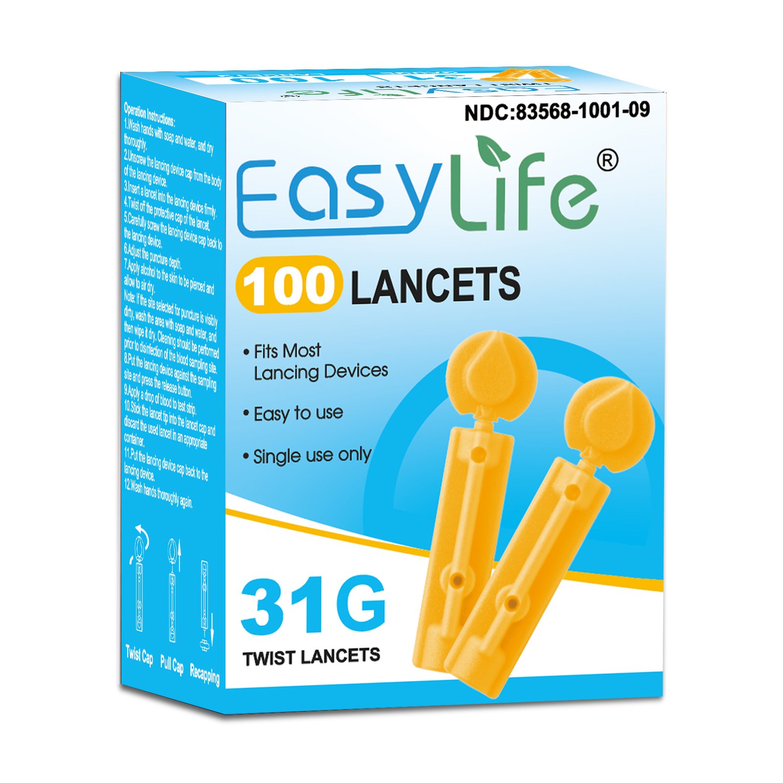 31G Diabetic Twist Blood Lancets for Blood Testing and Glucose Testing